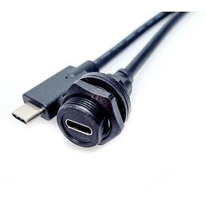 Type-C Cable for Panel Mount IP67 Type-C IP67 Panel female Screw Lock to Type-C-m USB3.2 5Gbit 60W max 1.000mm